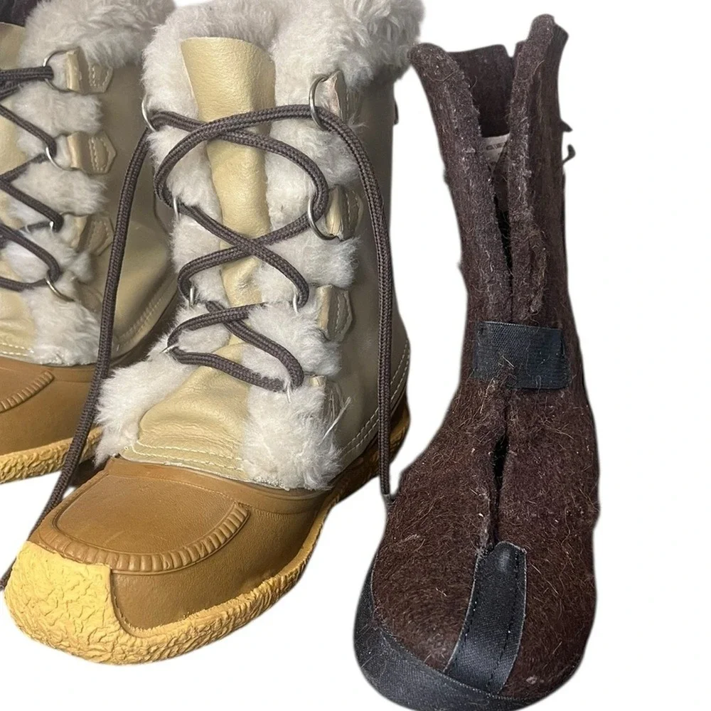 SOREL Vintage Nanook Kaufman Winter Boots‎ Wool Removable Liner Women's Size 5